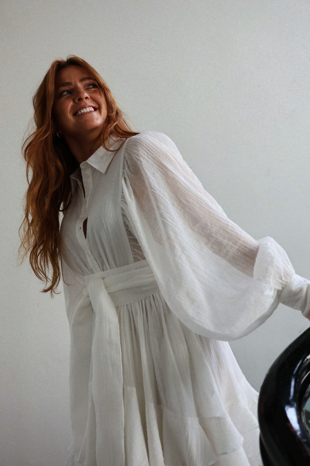 Ranch Frill Dress- Offwhite
