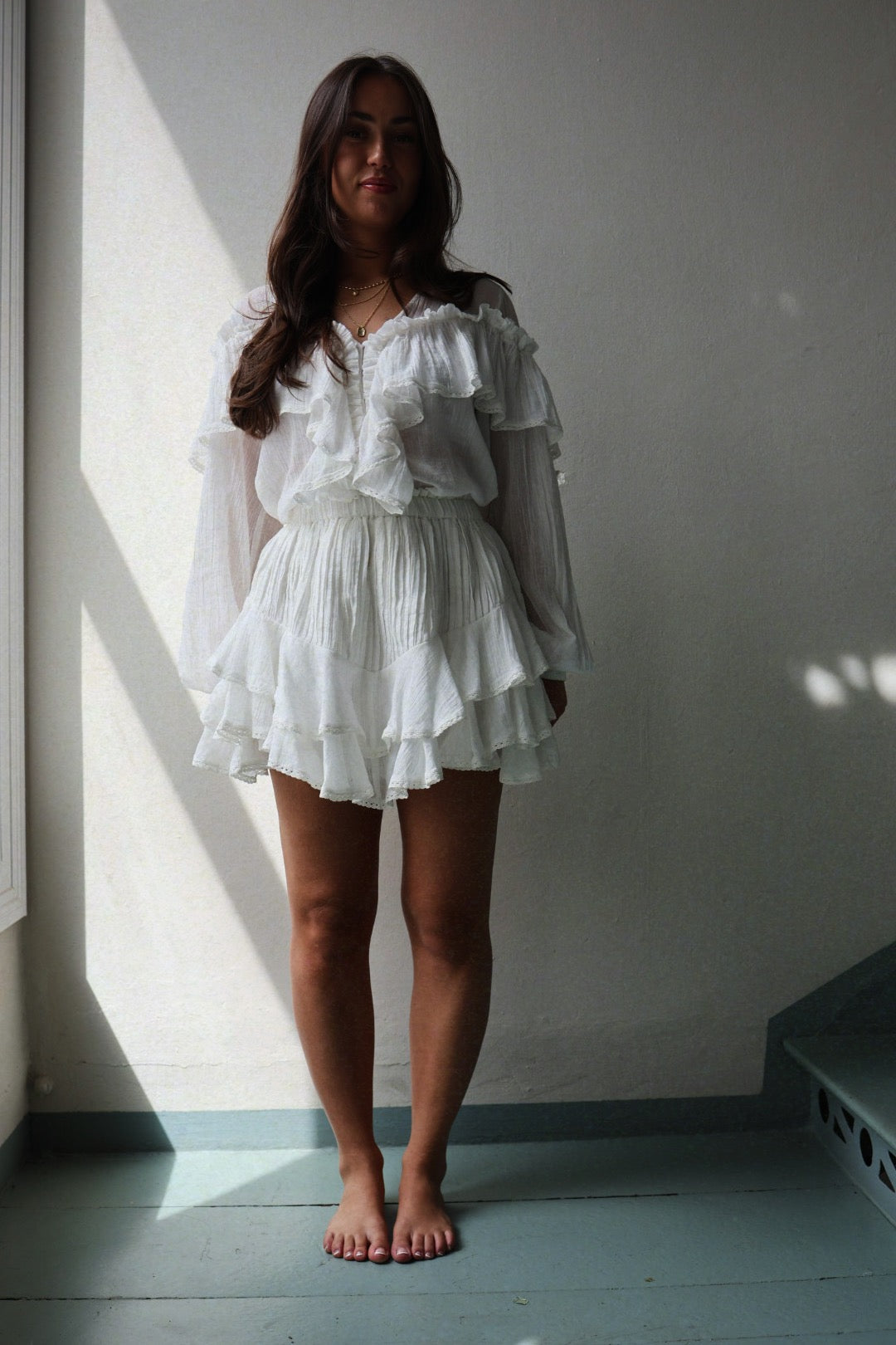 Frill skirt shorts - Offwhite