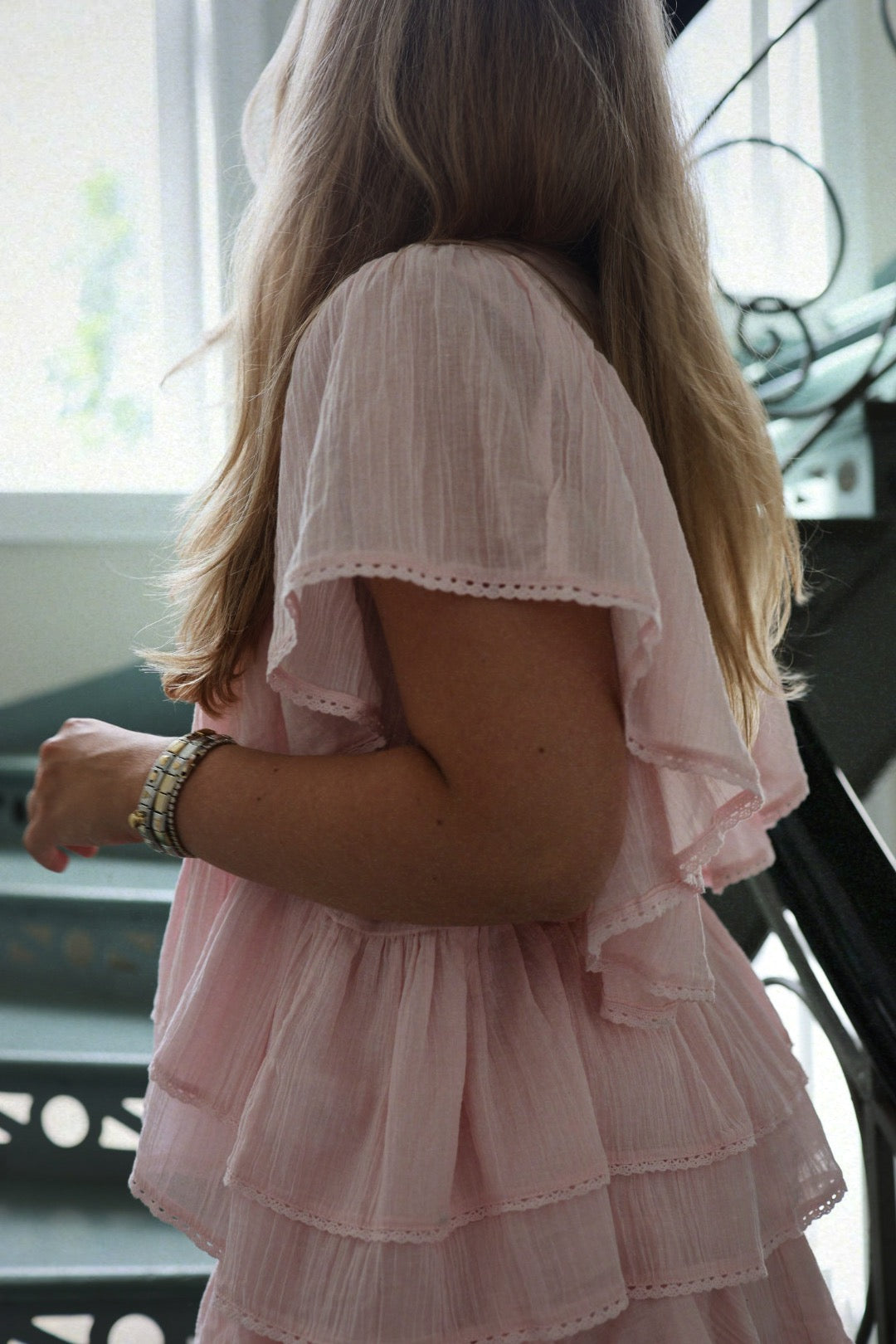 Frill Bow Top - Light Pink