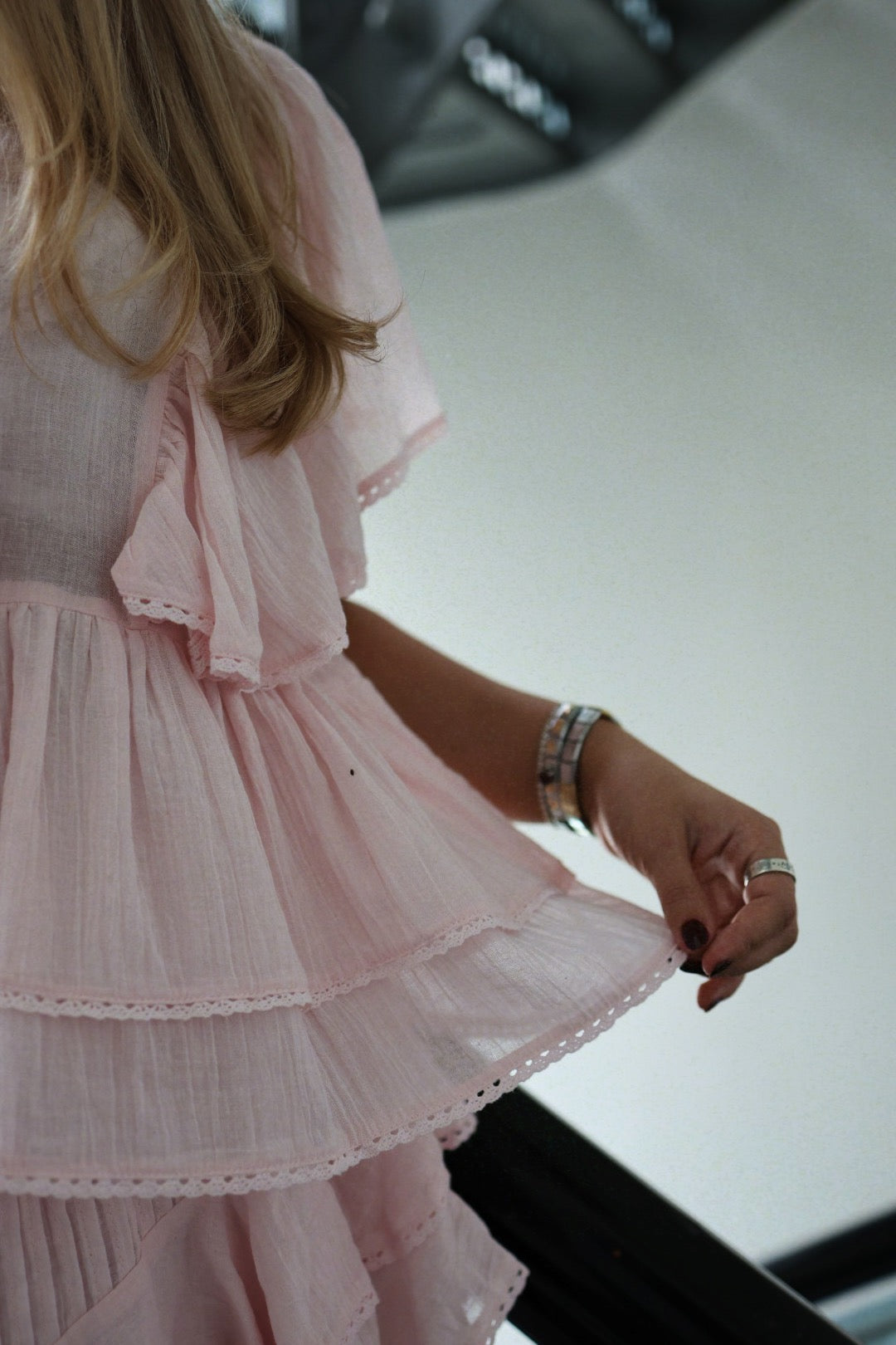 Frill Bow Top - Light Pink