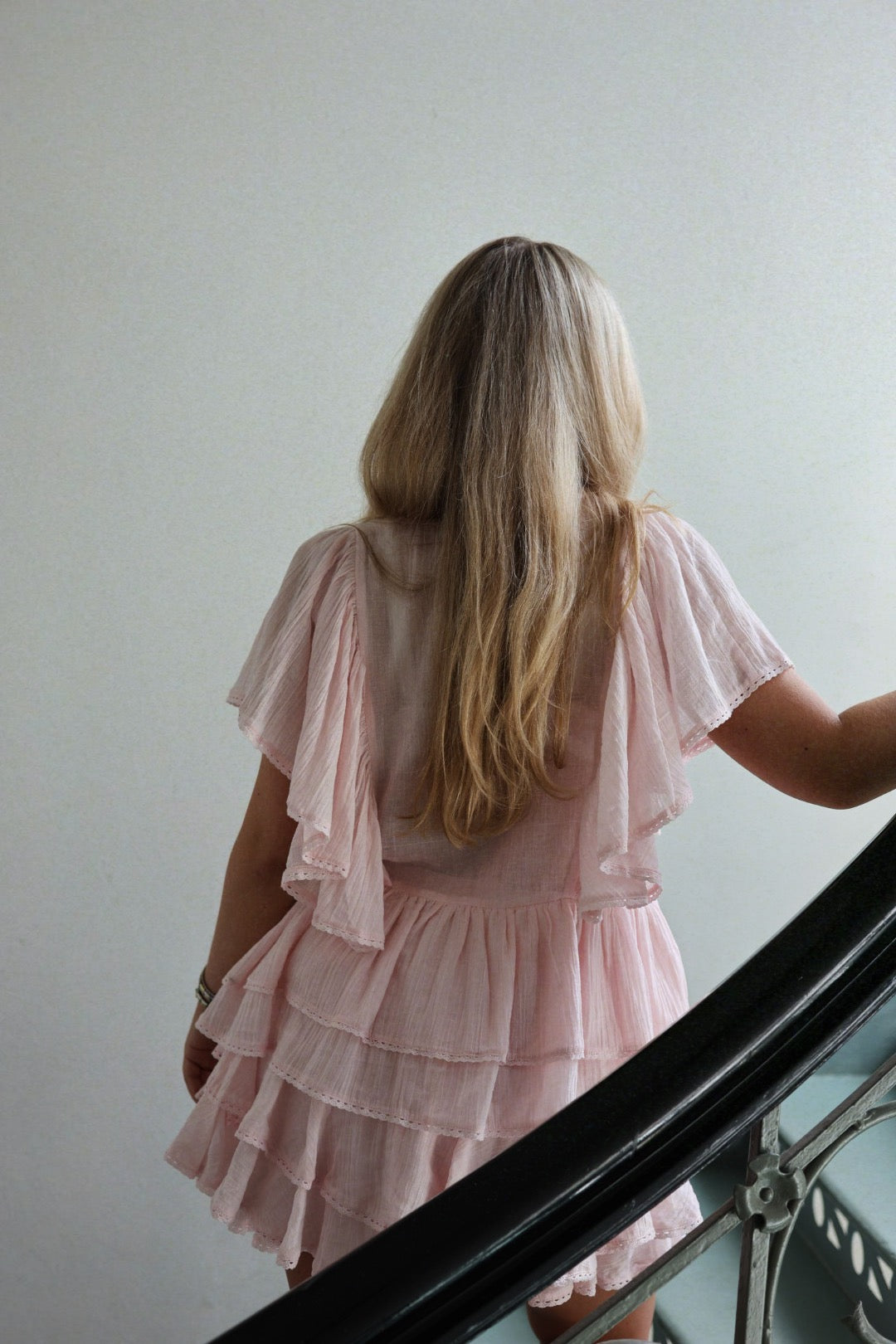 Frill Bow Top - Light Pink