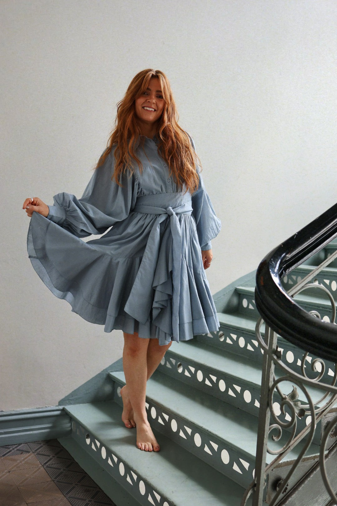 Cotton Ranch Dress - Breezy Blue
