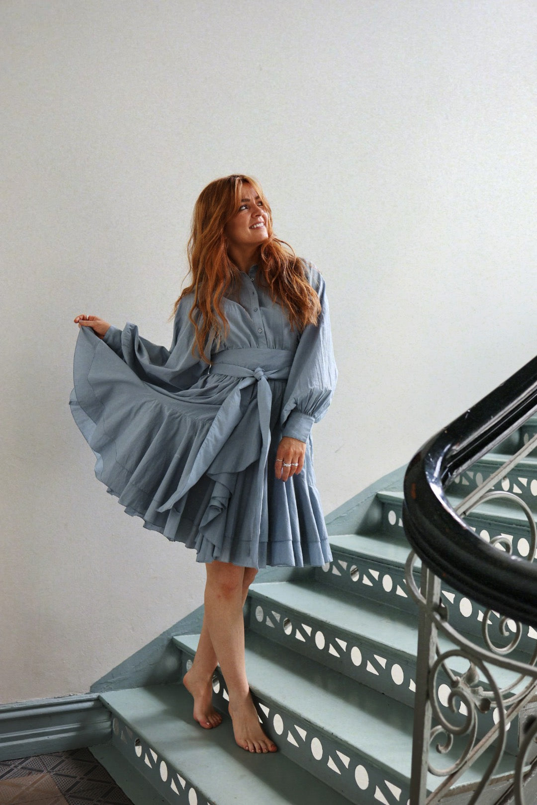 Cotton Ranch Dress - Breezy Blue