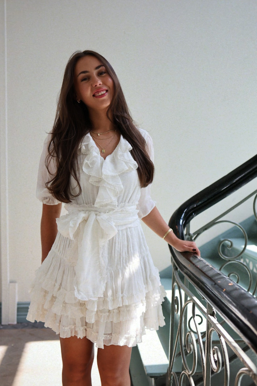 Love Frill Dress - White