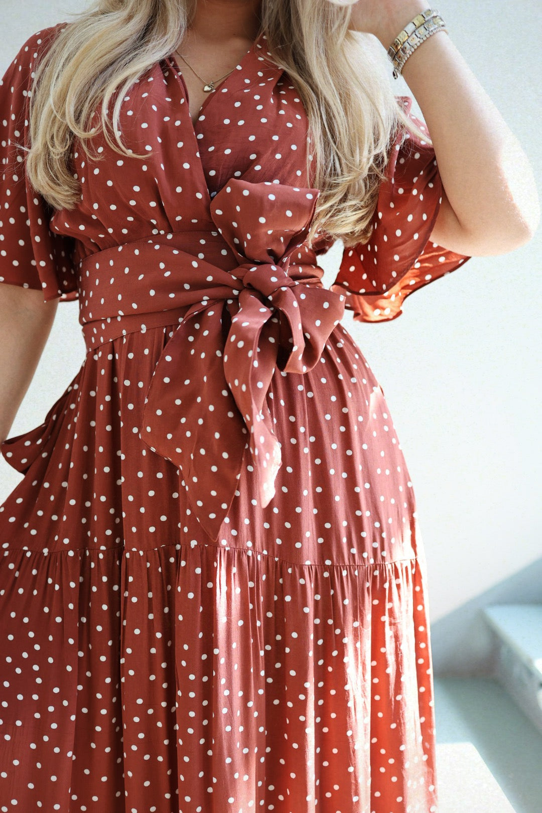Maxi Frill Dress - Rusty Dot