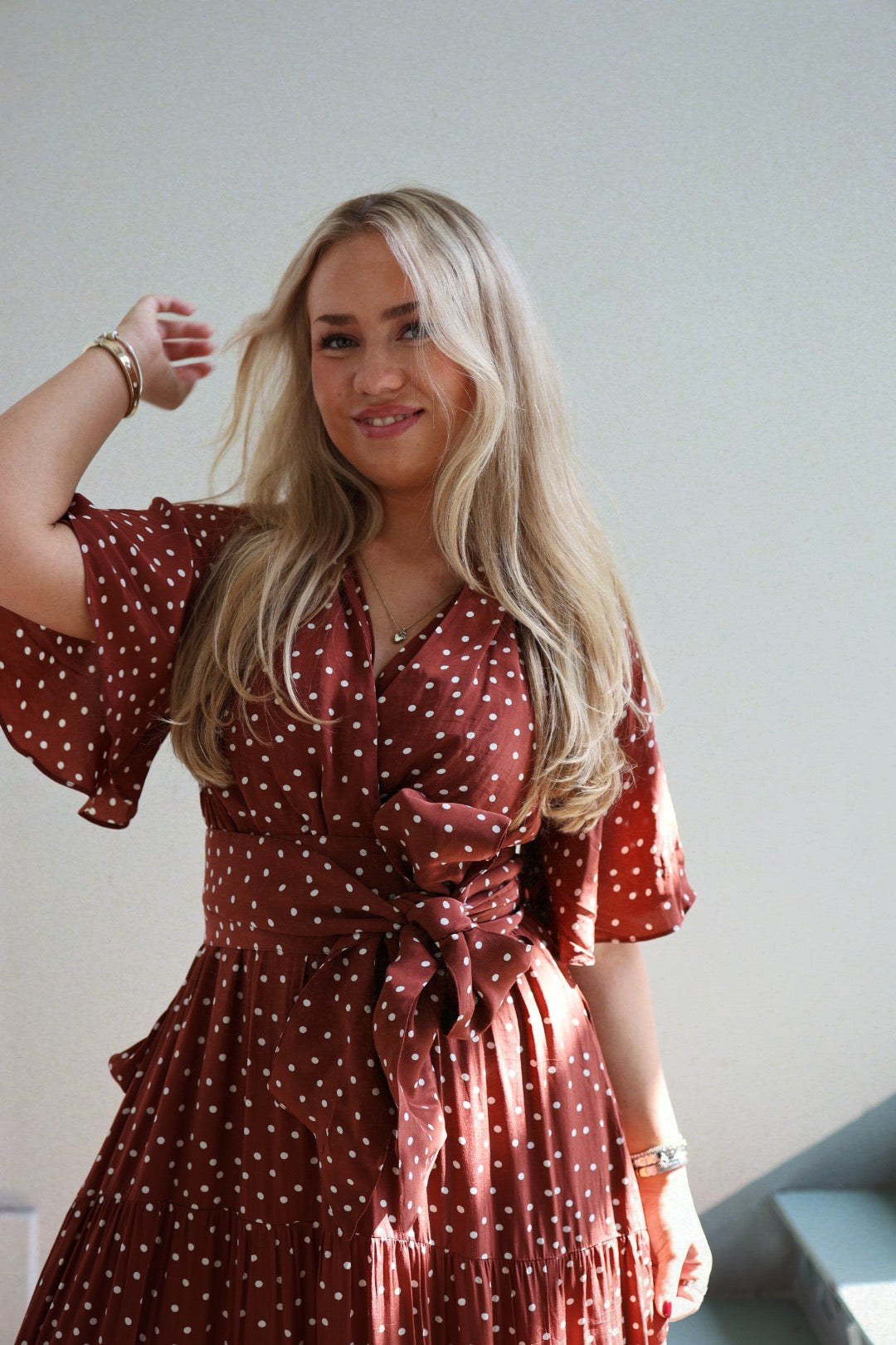 Maxi Frill Dress - Rusty Dot