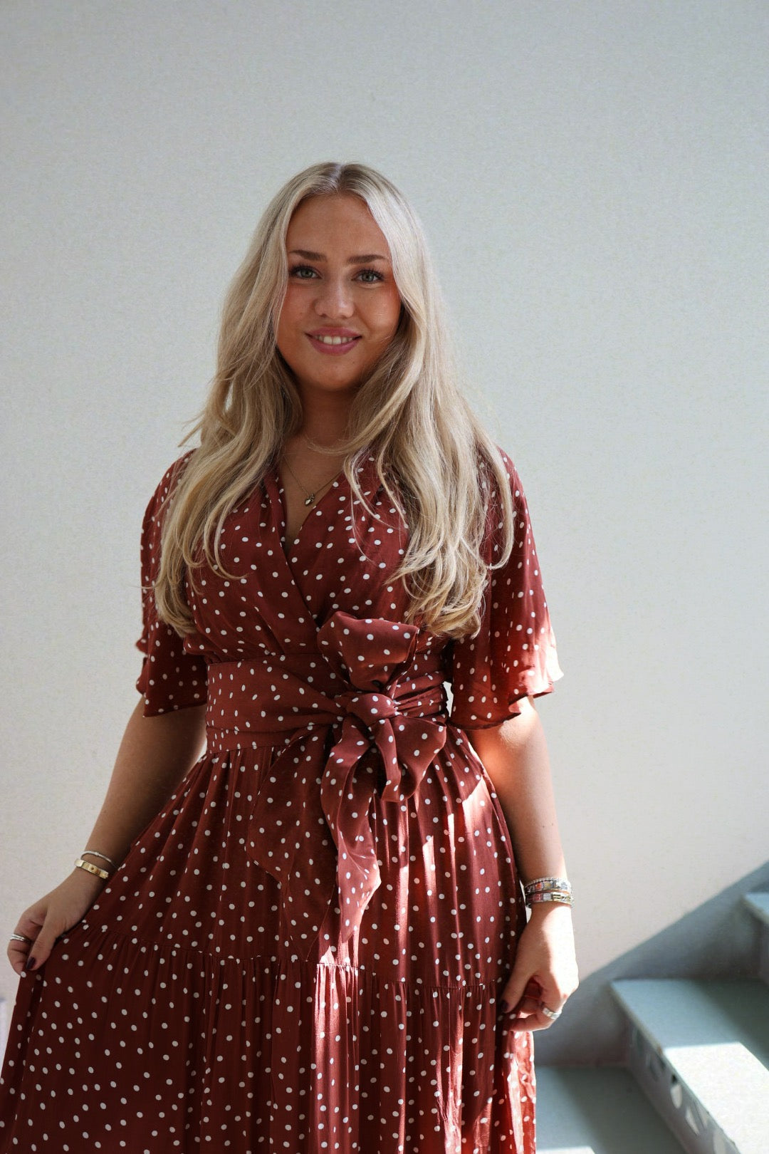 Maxi Frill Dress - Rusty Dot