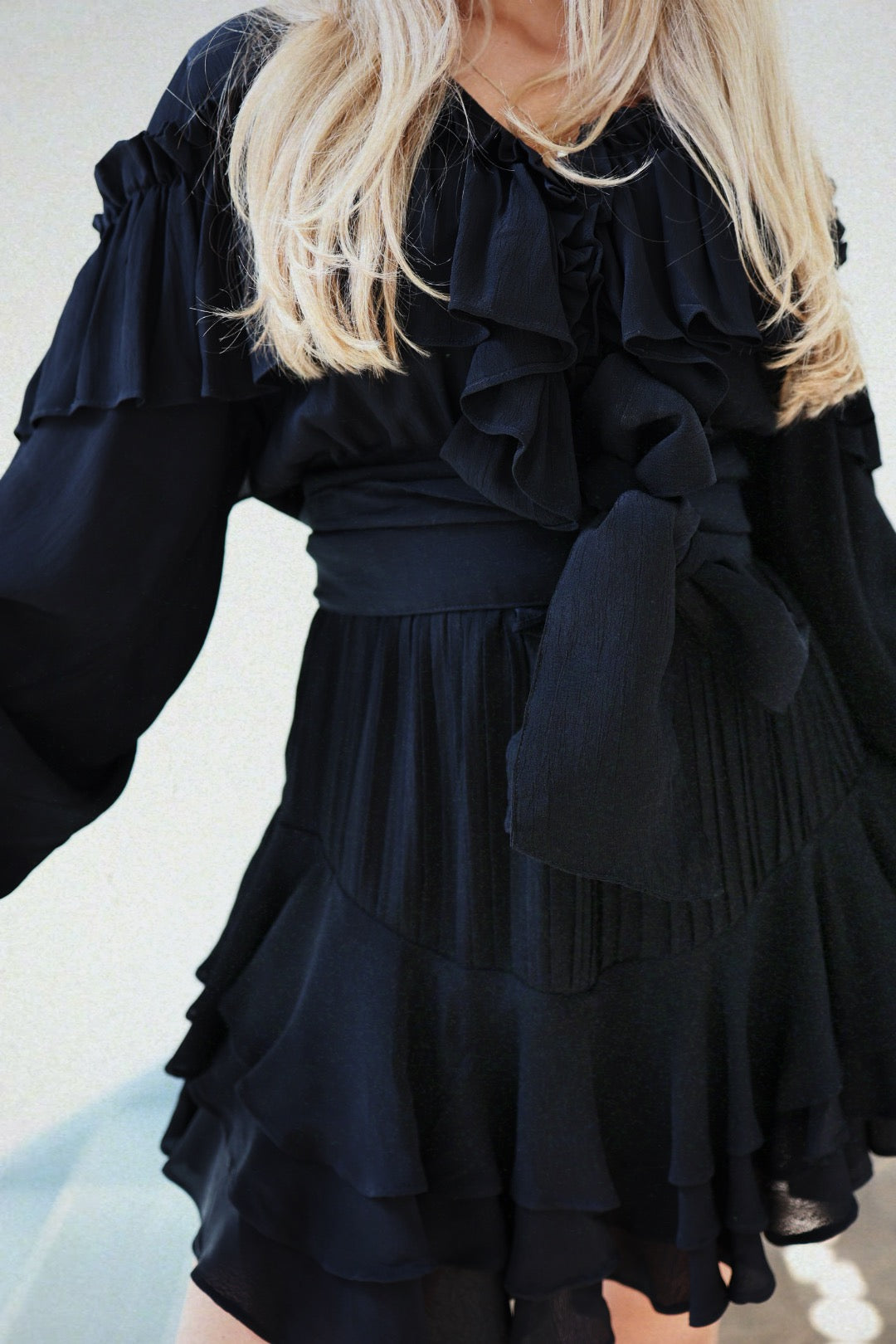 Party Frill Dress - Black