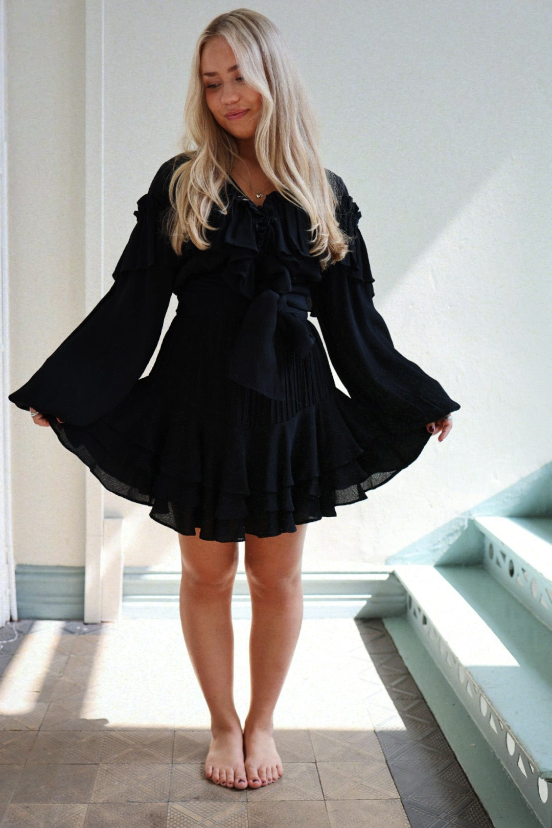 Party Frill Dress - Black