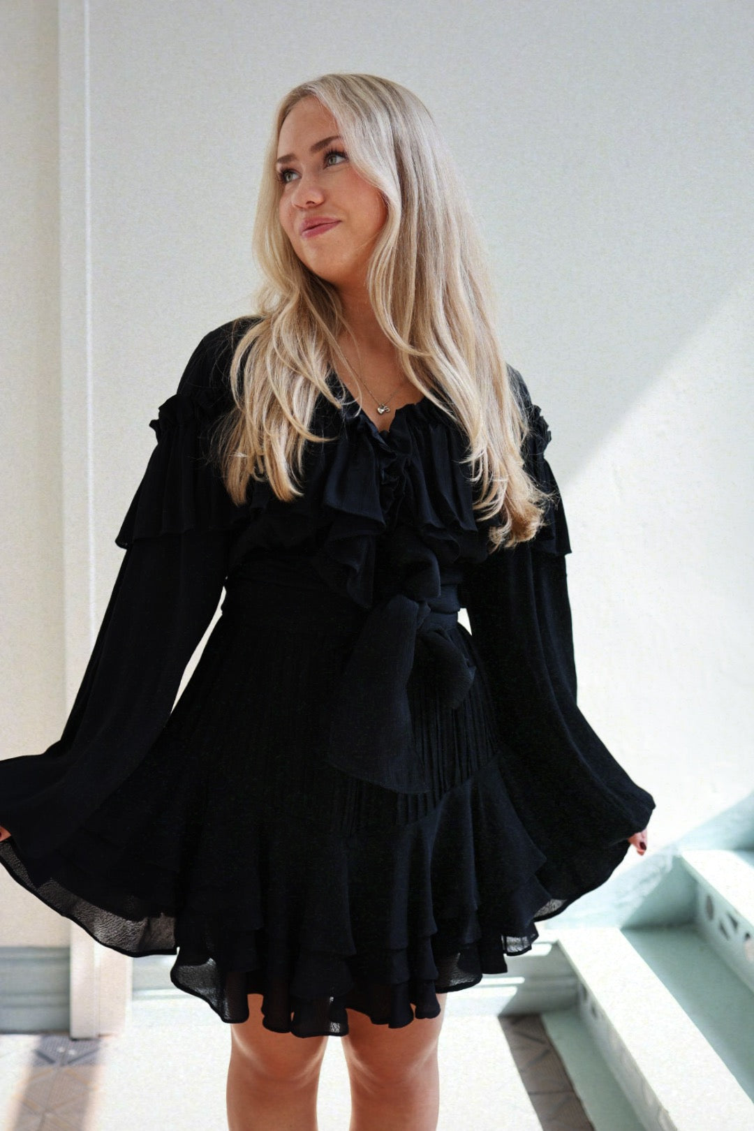 Party Frill Dress - Black