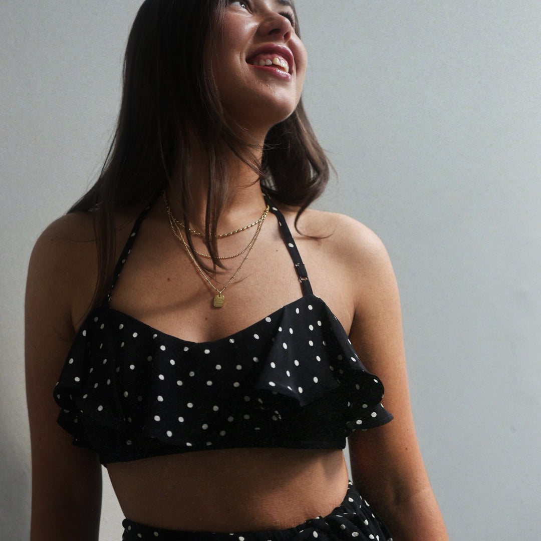 Bow Tie Top - Black Dot