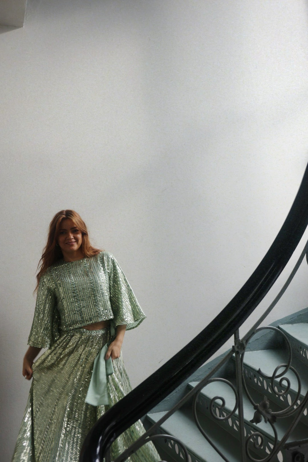 Long Sequin Skirt - Soft Pistachio