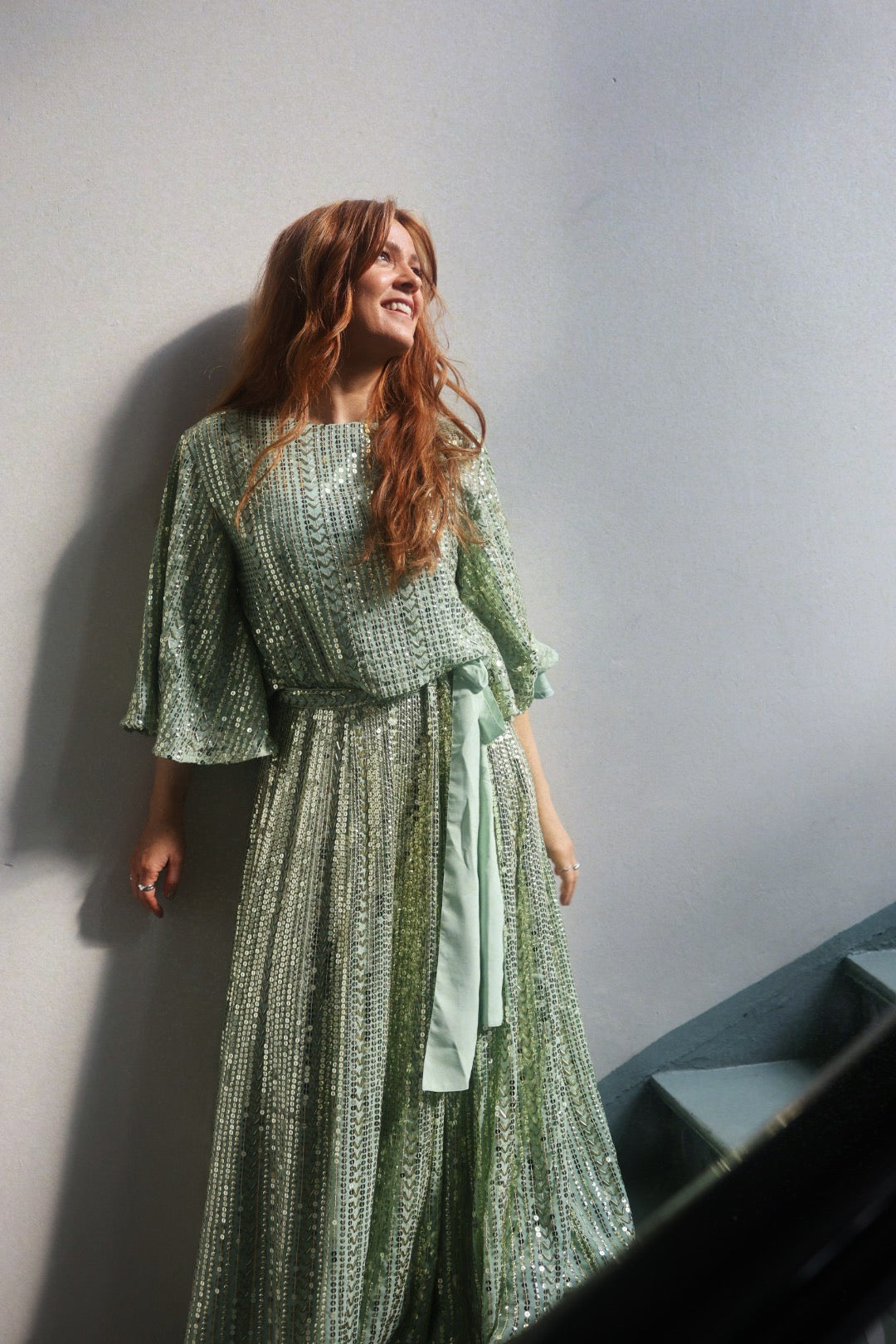 Long Sequin Skirt - Soft Pistachio