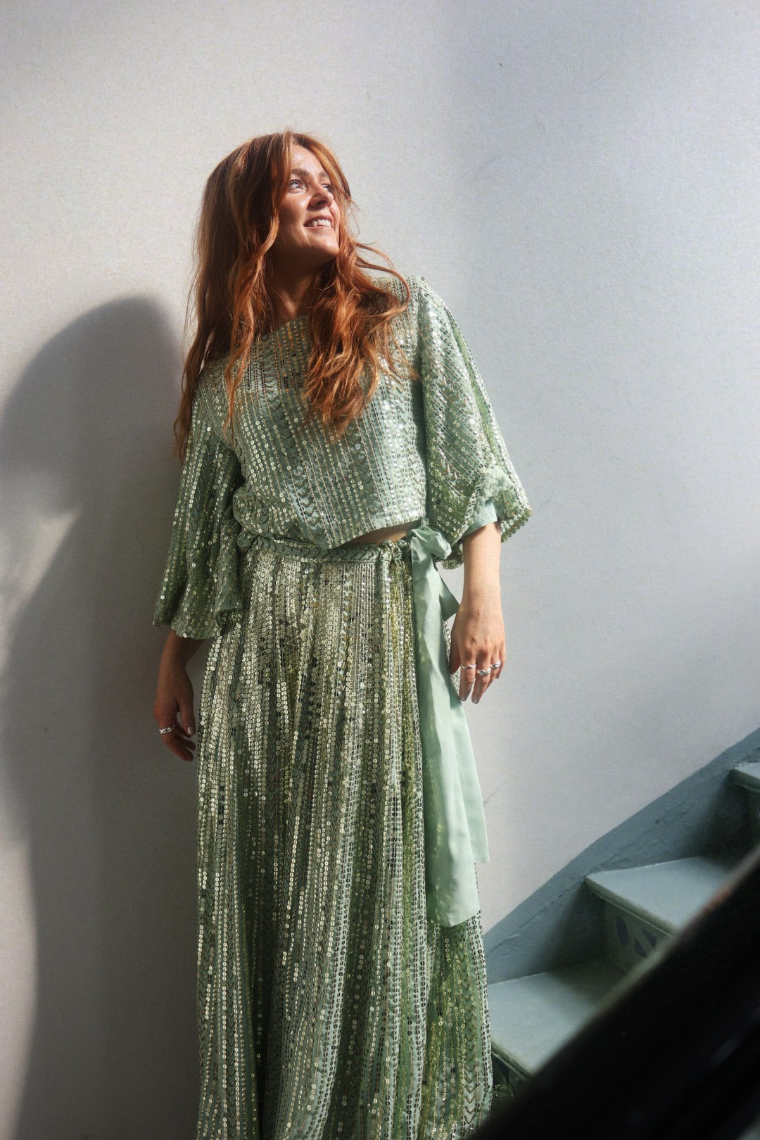 Long Sequin Skirt - Soft Pistachio