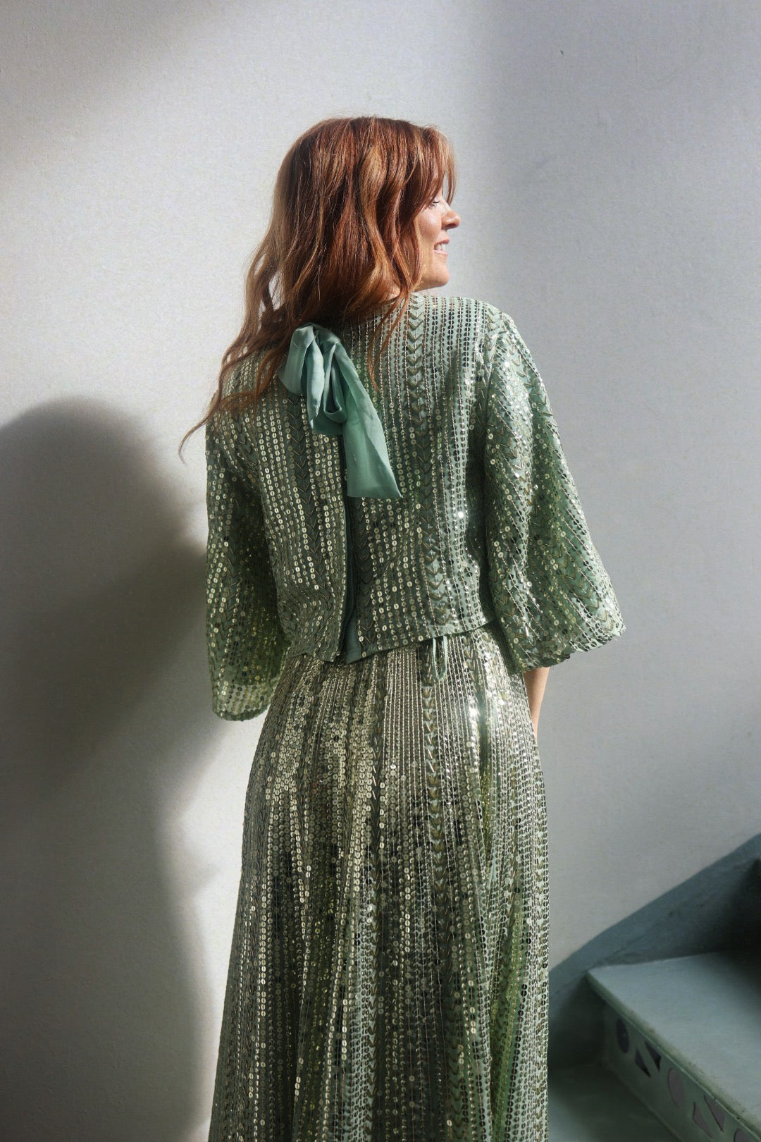 Long Sequin Skirt - Soft Pistachio
