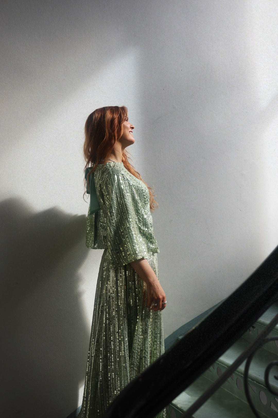Long Sequin Skirt - Soft Pistachio