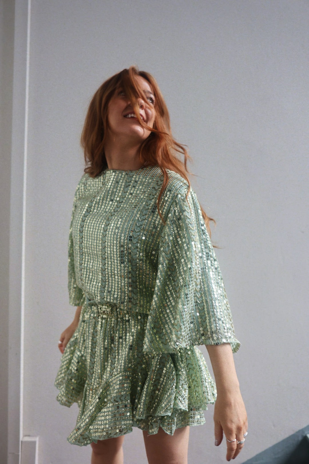 Sequin Jacket Top - Soft Pistachio
