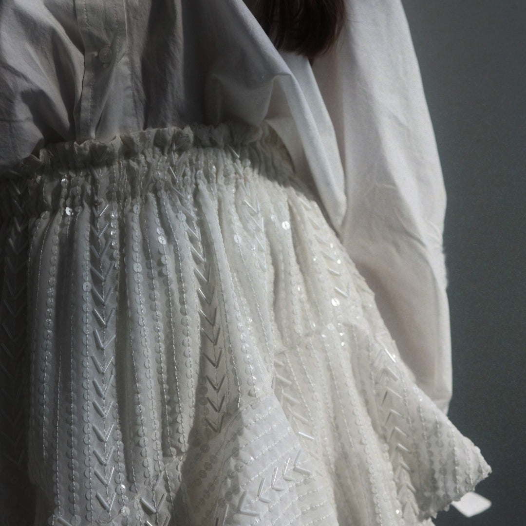Sequin Skirt Shorts - Offwhite