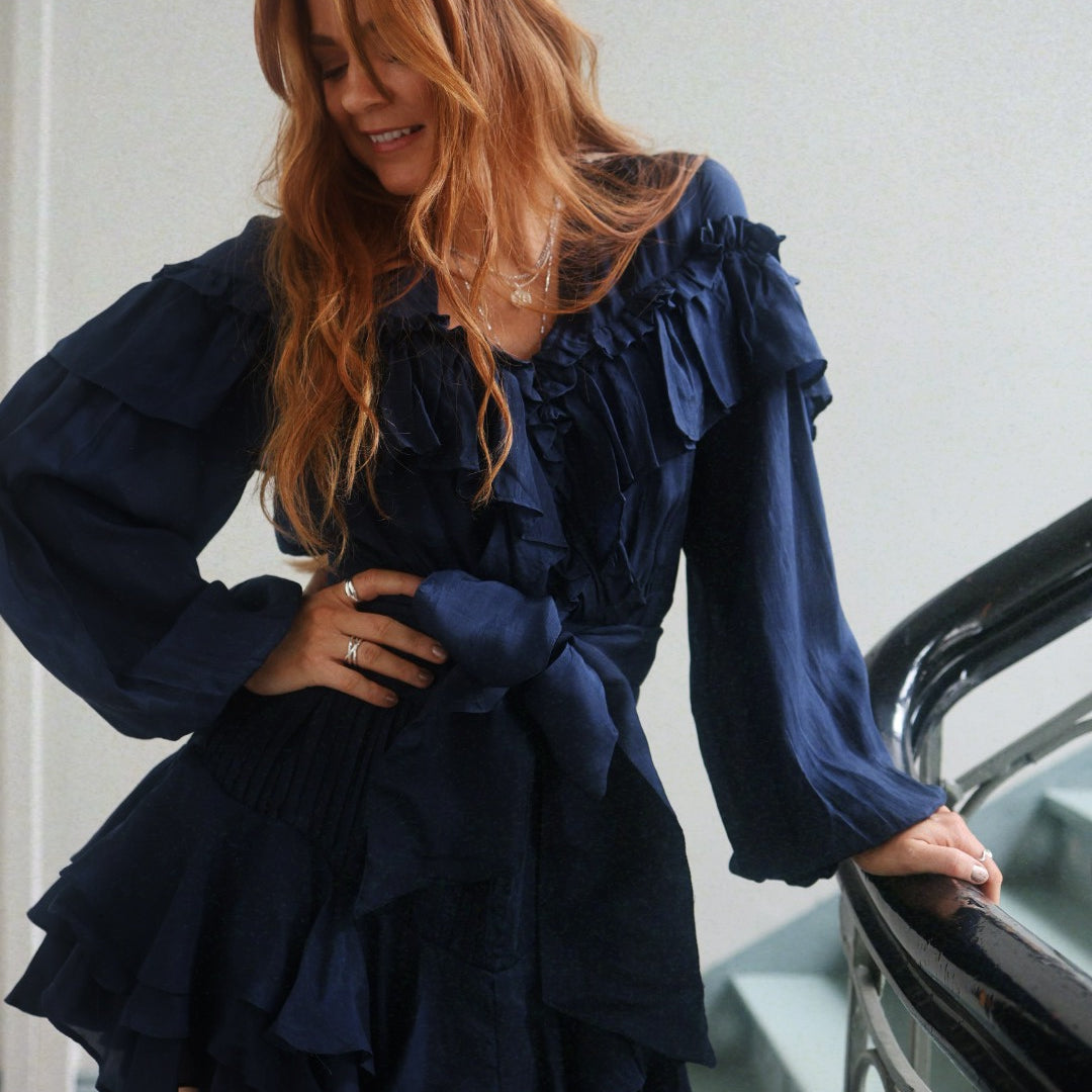 WOW Frill Dress - Dark Navy