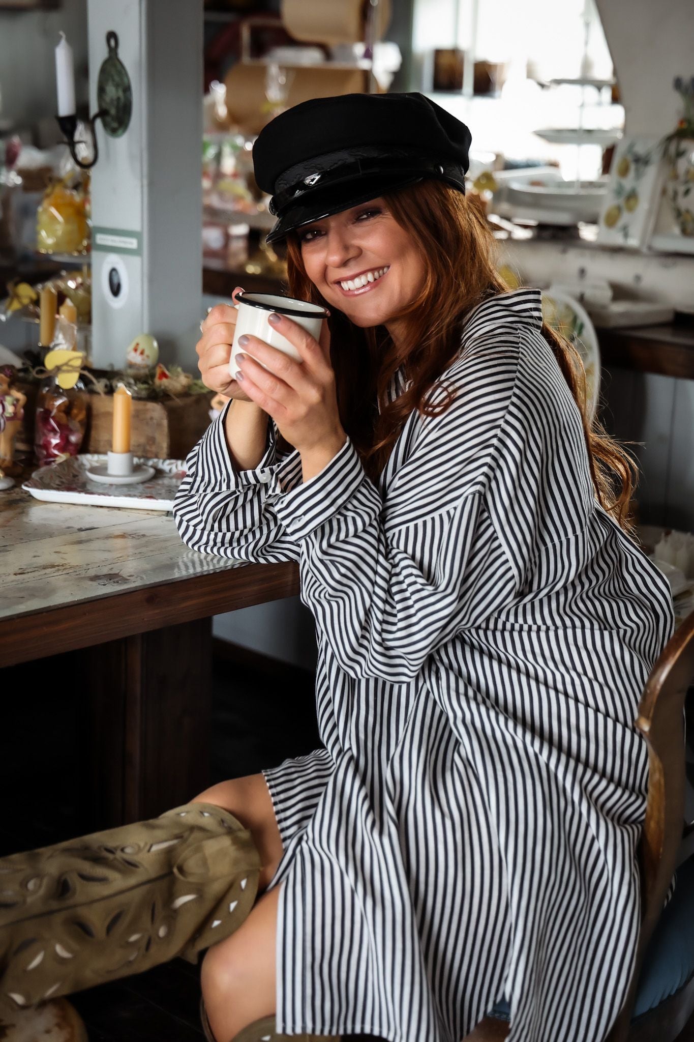Shirt Dress - Black Stripe